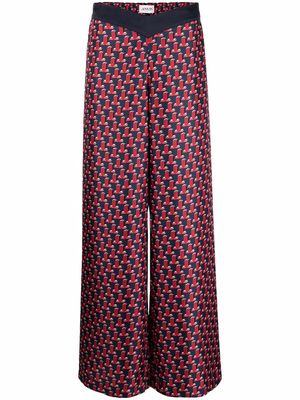 LANVIN graphic-print wide leg silk trousers - Red