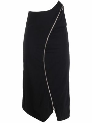 Nina Ricci asymmetric zip midi skirt - Black