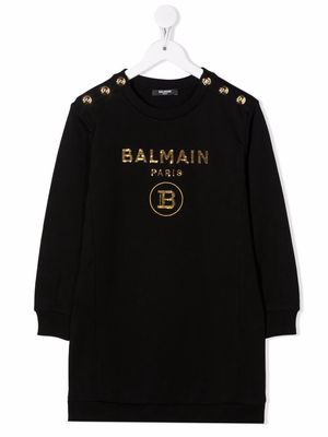 Balmain Kids sequin-embellished jumper dress - Black