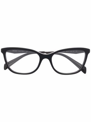 Prada Eyewear cat eye-frame logo-print glasses - Black