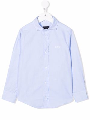 Fay Kids embroidered-logo long-sleeved shirt - Blue