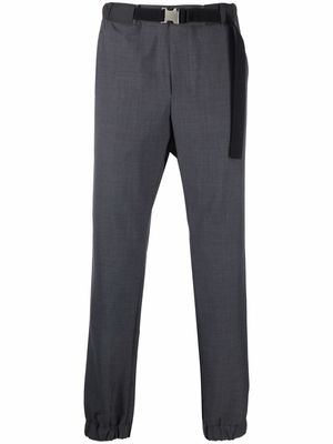 sacai tapered belted-waist trousers - Grey