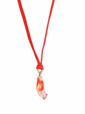 Forte Forte glass-pendant suede necklace - Red