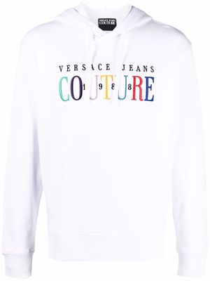 Versace Jeans Couture embroidered-logo cotton hoodie - White