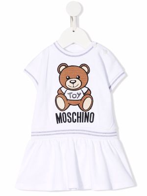 Moschino Kids Teddy Bear-motif cotton dress - White