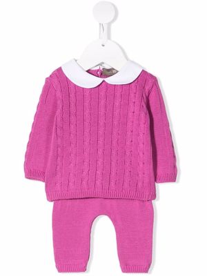 Little Bear knitted cotton trouser set - Pink