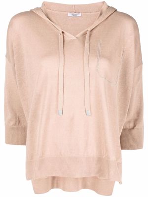 Peserico linen-cotton cropped hoodie - Neutrals