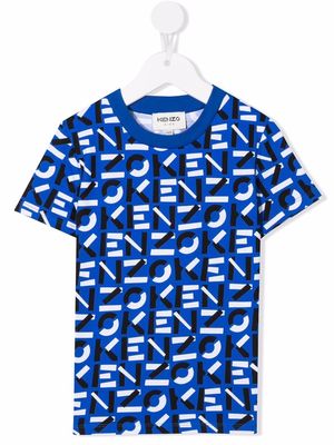 Kenzo Kids logo-print short-sleeve T-shirt - Blue