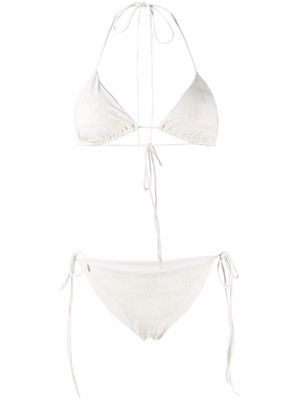 Ermanno Scervino rhinestone monogram string bikini - White