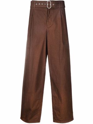 Jil Sander wide-leg cotton trousers - Brown