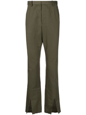 Dion Lee split fray-trim trousers - Green