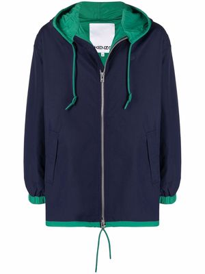 Kenzo embroidered-tiger hooded jacket - Blue