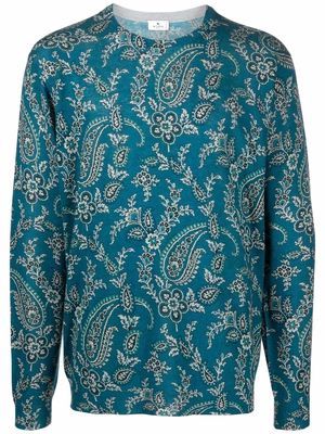 ETRO paisley-print silk-cashmere jumper - Blue