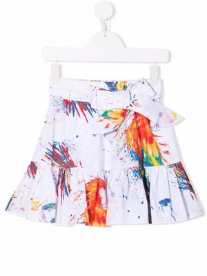 MSGM Kids ruffled paint-splatter skirt - White