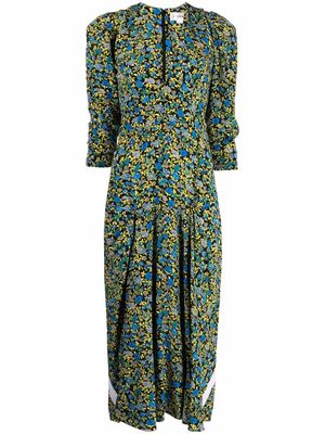 Victoria Beckham floral-print long dress - Blue