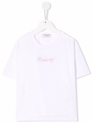 Pinko Kids logo-print cotton T-shirt - White