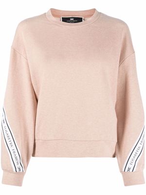 Elisabetta Franchi logo-tape detail long-sleeve sweatshirt - Neutrals