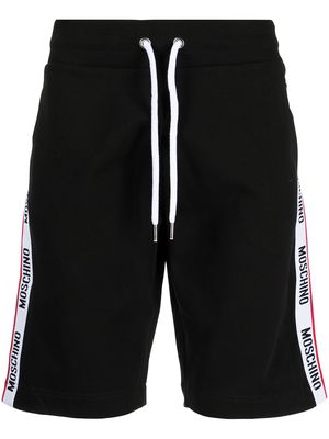 Moschino logo-tape cotton track shorts - Black