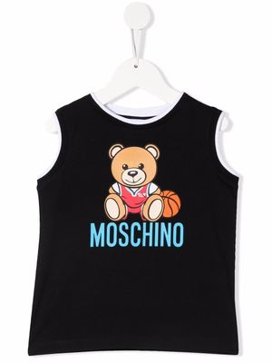 Moschino Kids logo-print cotton vest - Black