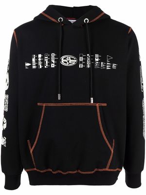 Gcds mix-print hoodie - Black
