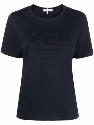 Tommy Hilfiger logo-embroidered cotton T-shirt - Blue