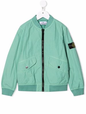 Stone Island Junior logo-patch bomber jacket - Green