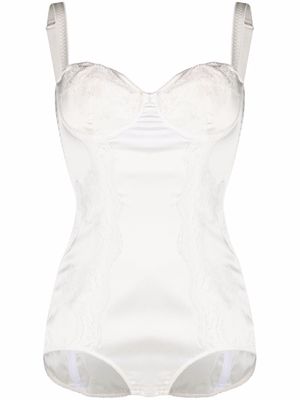 Dolce & Gabbana lace-panel sweetheart-neck body - White