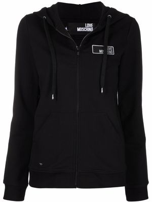 Love Moschino logo-print zip-up hoodie - Black
