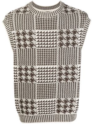 Coohem checked knitted vest - White