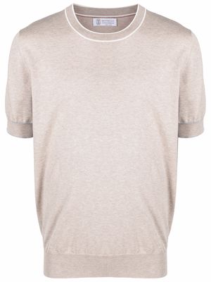 Brunello Cucinelli melange-effect fine-knit T-shirt - Neutrals