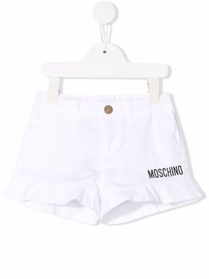 Moschino Kids denim ruffled shorts - White