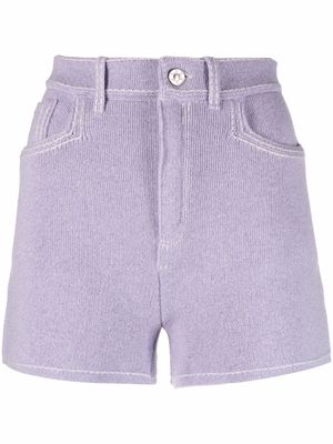 Barrie high-waisted cashmere-blend shorts - Purple