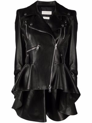 Alexander McQueen leather peplum biker jacket - Black