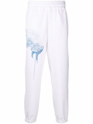 TTSWTRS abstract-print cotton track trousers - White