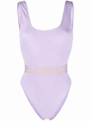 Versace logo embroidered swimsuit - Purple