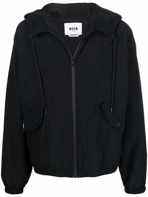 MSGM logo-print zip-up hooded jacket - Black