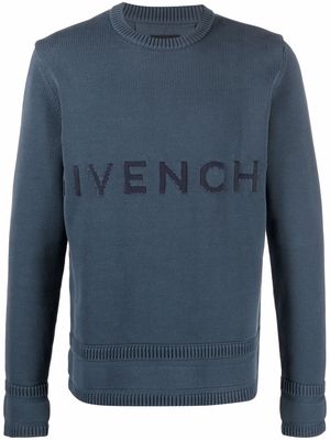 Givenchy logo-intarsia cotton jumper - Blue