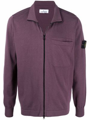 Stone Island Compass-patch zip-up cardigan - Purple