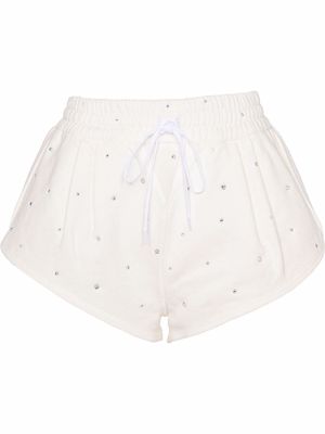 Miu Miu crystal-embellished cotton shorts - White