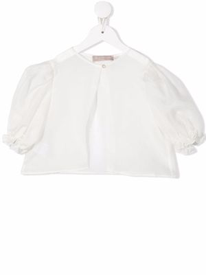 La Stupenderia puff-sleeve cropped blouse - Neutrals