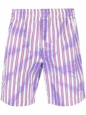 MSGM tie-dye print striped shorts - Purple