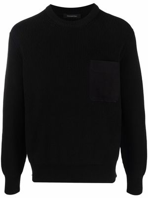 Z Zegna leather-pocket knitted jumper - Black