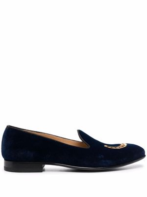 Scarosso Nick embroidered velvet slippers - Blue