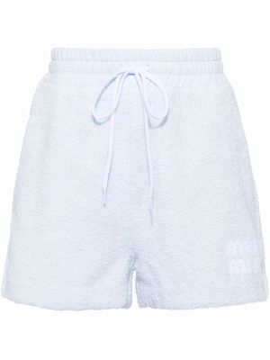 Miu Miu embroidered-logo terrycloth shorts - Blue