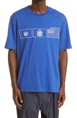 4SDesigns Royal Flag Embroidered T-Shirt in Royal Blue