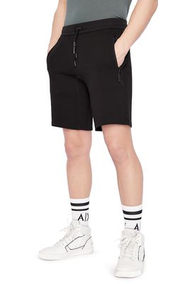 Armani Exchange Milano New York Sweat Shorts in Solid Black