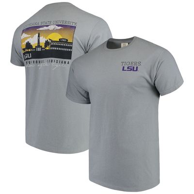 IMAGE ONE Men's Gray LSU Tigers Comfort Colors Campus Scenery T-Shirt