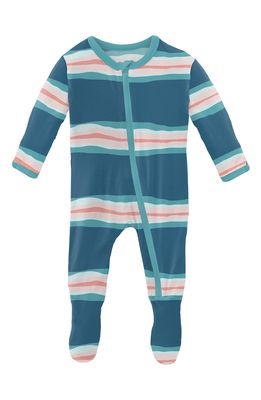 KicKee Pants Stripe Fitted One-Piece Pajamas in Abstract Prismatic Spring