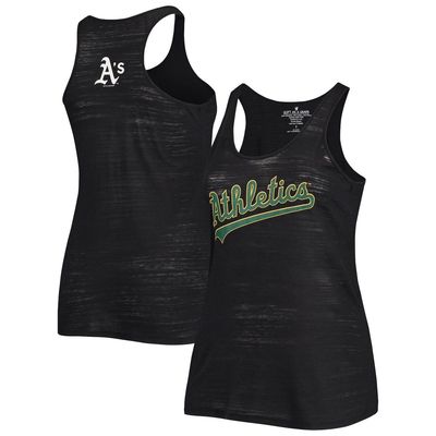 Women's Soft as a Grape Black Oakland Athletics Plus Size Swing for the Fences Tri-Blend Racerback Tank Top