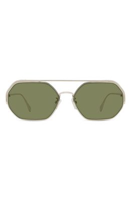 Fendi O'Lock 57mm Geometric Sunglasses in Shiny Gold Dh /Green